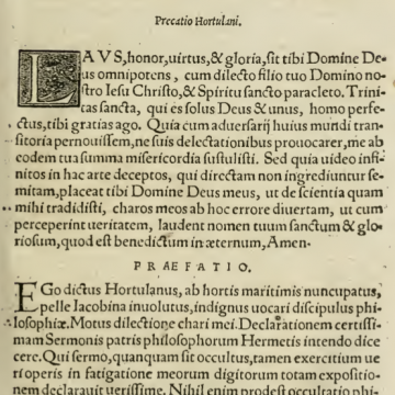 Hortvlani Comment, Precatio Hortulani & Præfatio